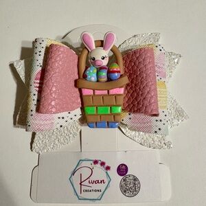 Pink Bunny Basket Hair Bow